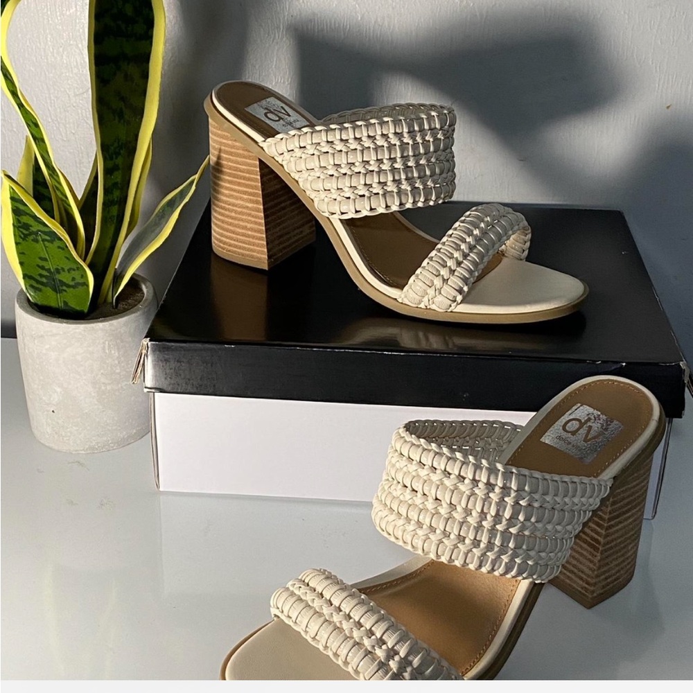 Dolce‎ Vita Cream Woven Block Heel Sandals